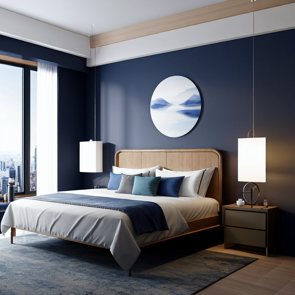 06095-738794176-a bedroom with a large bed and a large window overlooking the city skylines in the distance, with a painting on the wall, Edi Ra.png